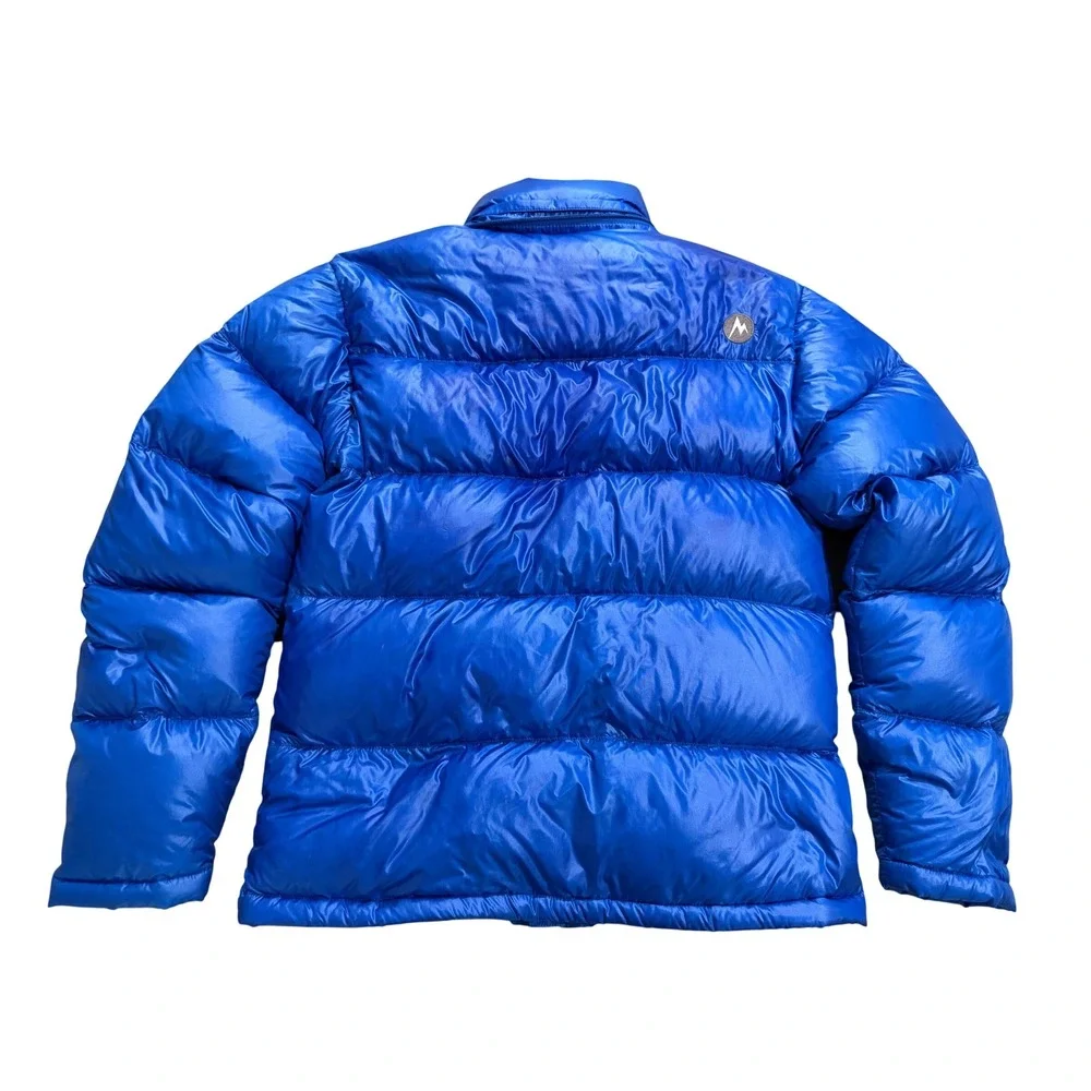 Marmot Puffer Jacket Mens S Blue Down Insulated Quilted Full Zip Outdoor